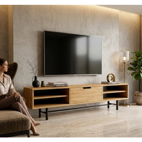 Szafka RTV-66 Drewno Lite Dąb Loft Lakier Rozmiary od 100 cm do 200 cm PREMIUM